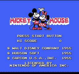 Mickey Mousecapade (USA) Title Screen